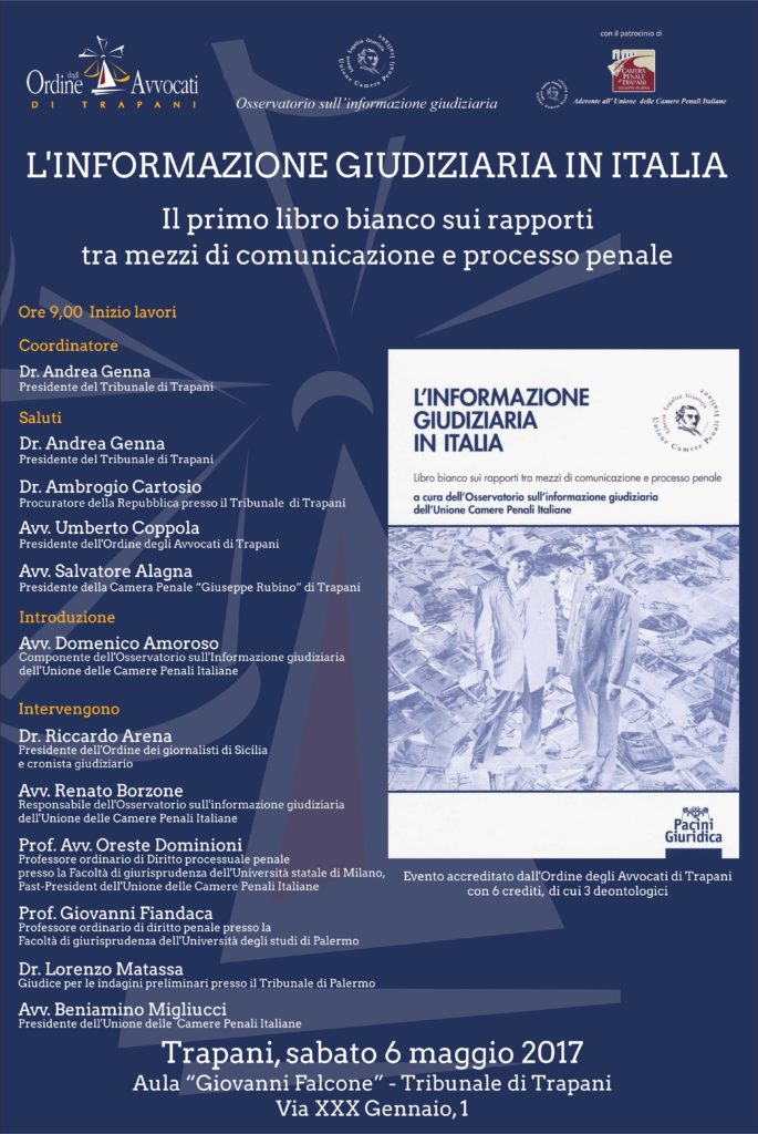L’informazione giudiziaria in Italia, presentazione del libro bianco a Trapani.