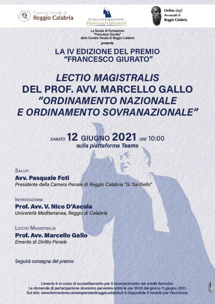 IV Ed. del Premio “Francesco Giurato” – 12 Giugno 2021 ore 10:00